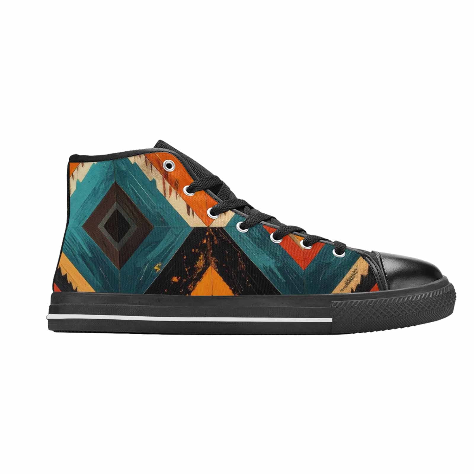MEN'S Southwestern Geometric Diamond High Top Canvas Vivid Sneakers