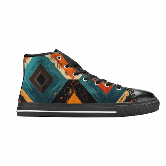 MEN'S Southwestern Geometric Diamond High Top Canvas Vivid Sneakers