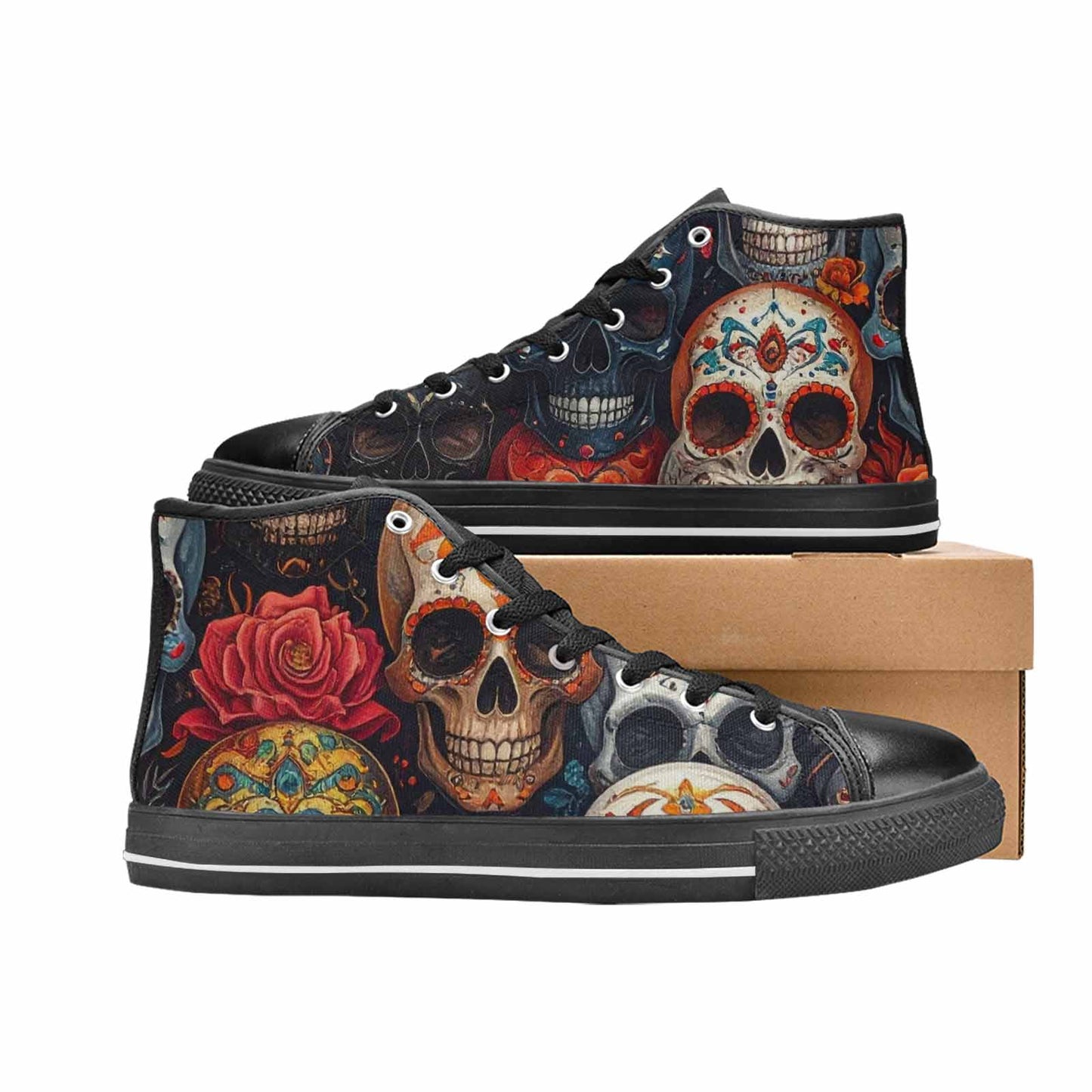 MEN'S Skull High Top Canvas Aesthetic Custom Sneakers
