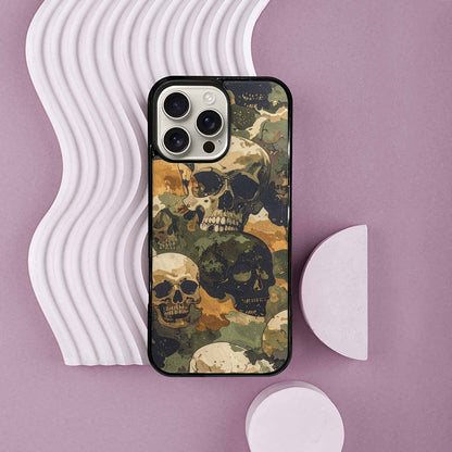 iPhone 16 Pro Max Case — Military Camo Texture Combined With Distressed, Personalized Phone Case