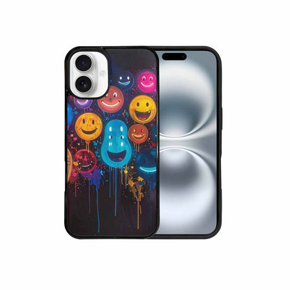 iPhone 16 Plus Case — Smiley Faces Glow Smiley Faces Pattern, Original Design Phone Case