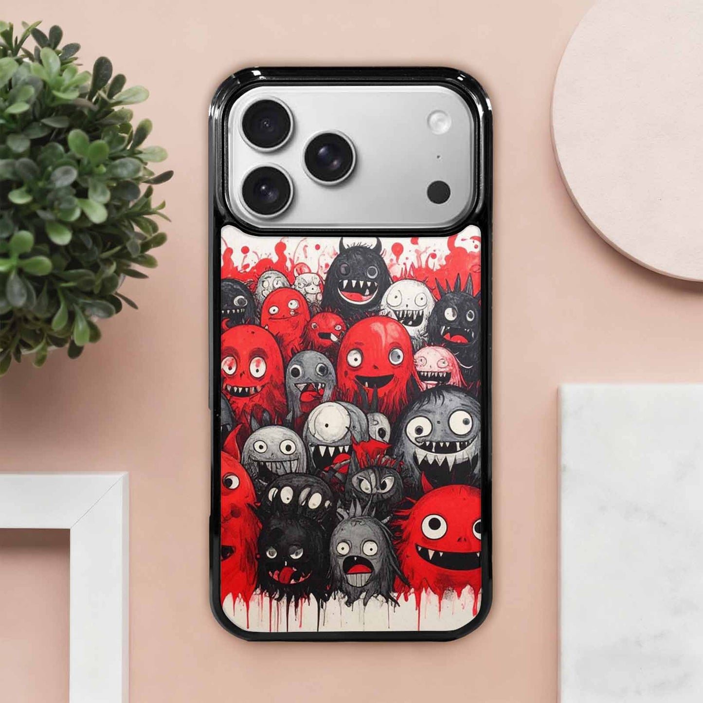 iPhone 17 Pro Max Case — Black &amp; Red Ink Cartoon Cute, Personalized Phone Case
