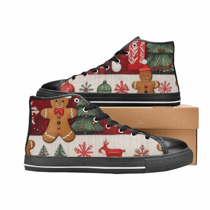 WOMEN'S Christmas Holly Snowflake High Top Canvas Surreal Shoes