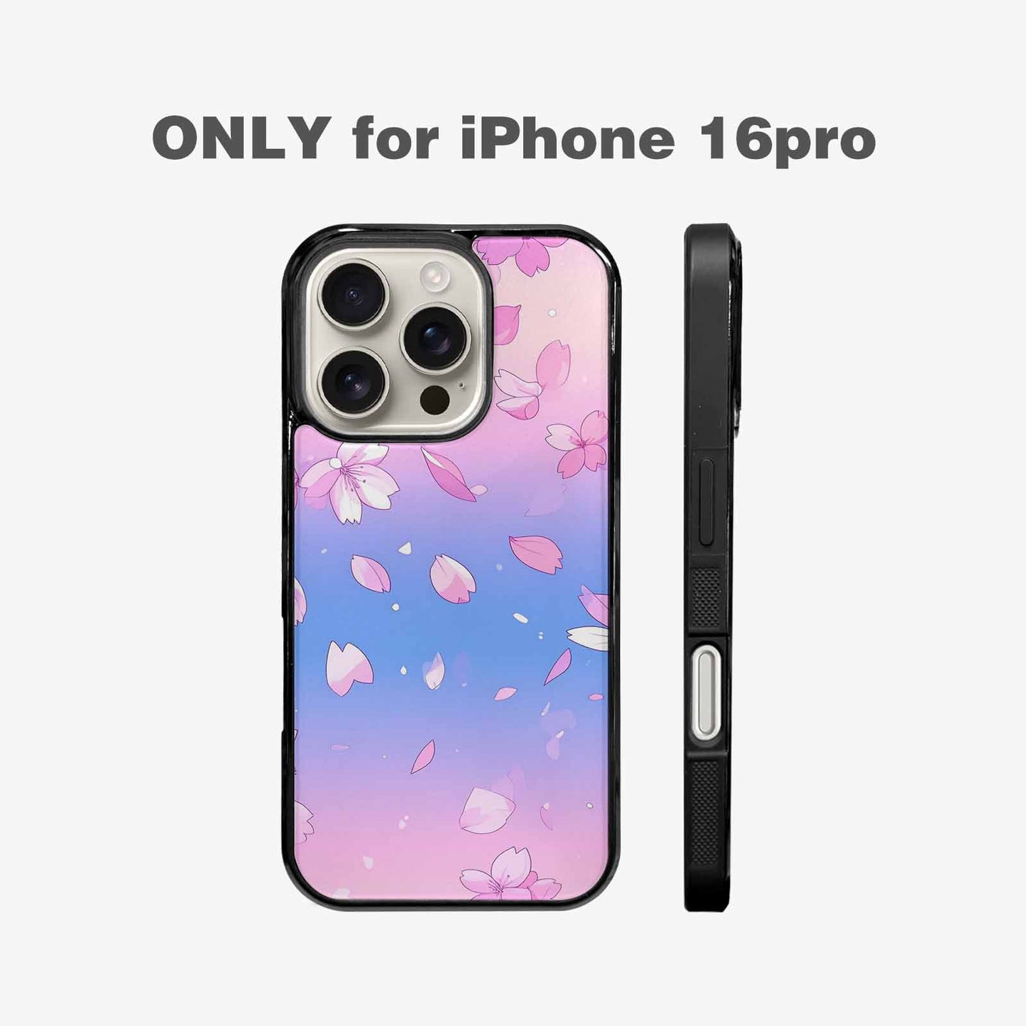 iPhone 16 Pro Case — Stylized Anime Style Cherry Blossom Petals, Customized Protective Case