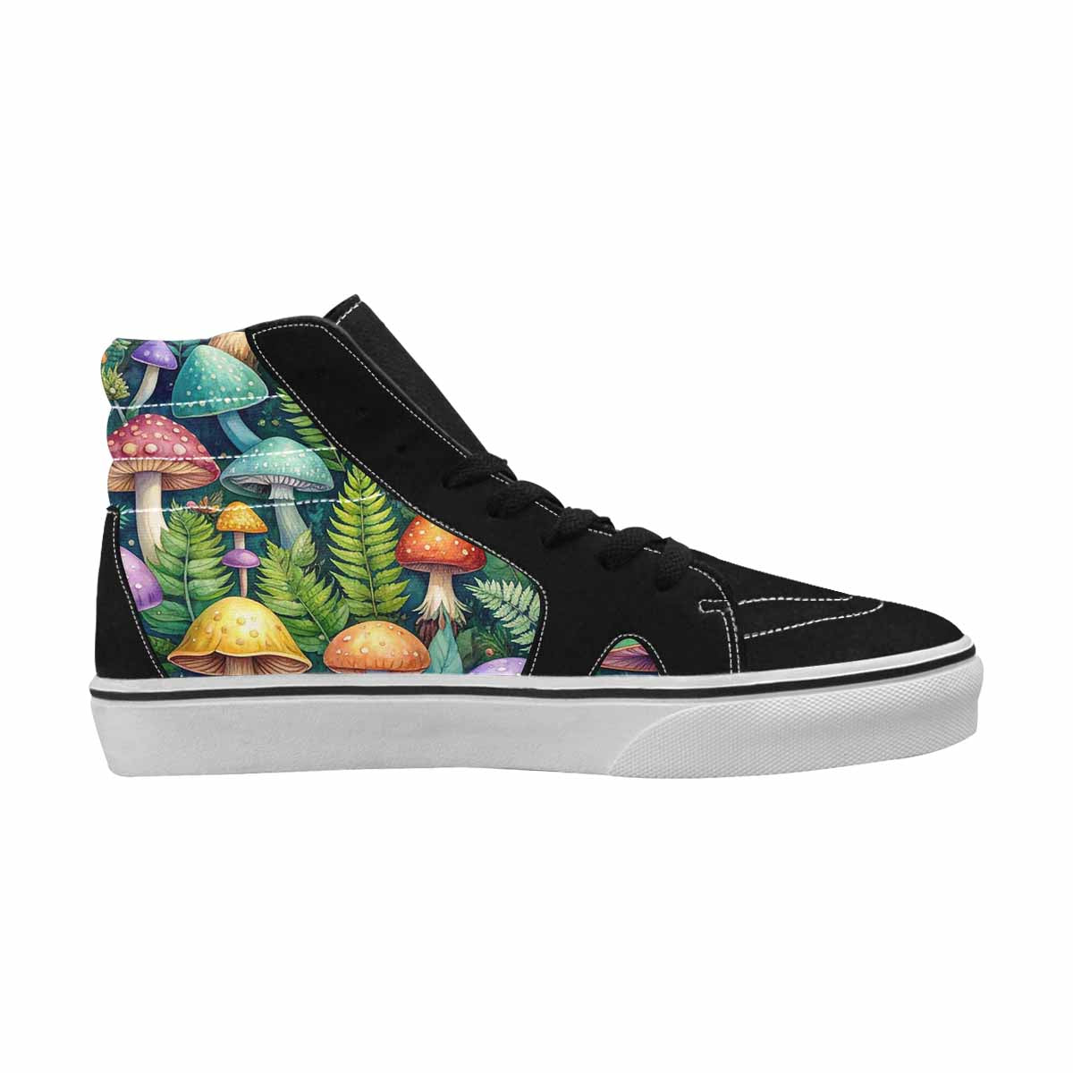 MEN'S Mushrooms  Botanical Mushrooms High Top Canvas Cottagecore Custom Sneakers