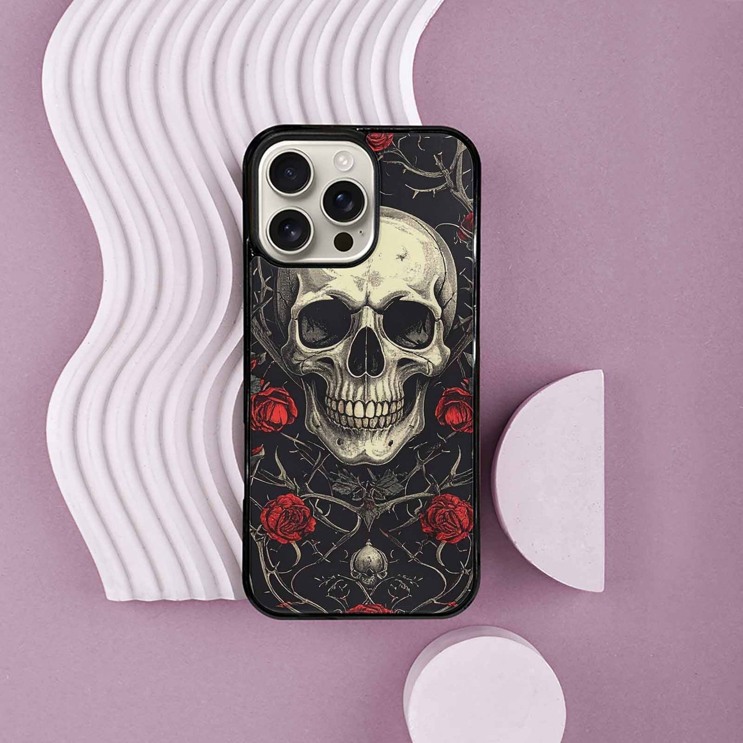 iPhone 16 Pro Max Case — Gothic Skulls Roses Custom, Custom Made Phone Cover