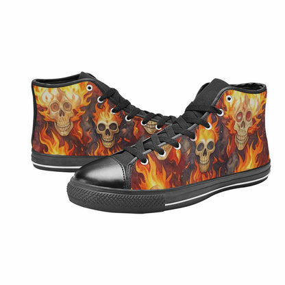 WOMEN'S Skulls - Flaming High Top Canvas Vivid Sneakers