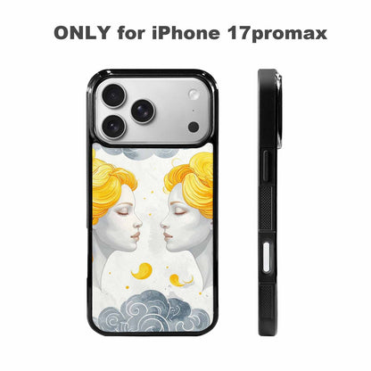iPhone 17 Pro Max Case — Gemini Twins Zodiac Pattern, Original Art, Original Design Phone Case