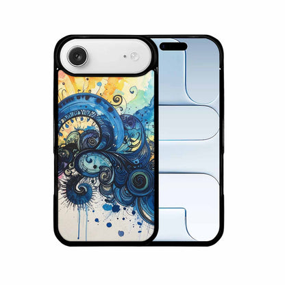 iPhone 17 Air Case — Tie Dye Swirls Black Blue Tie, Custom Phone Case