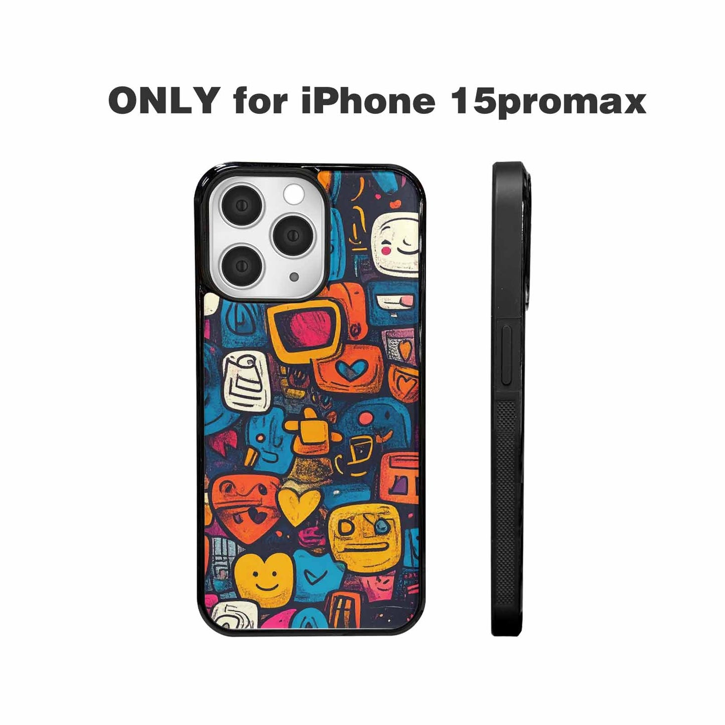 iPhone 15 Pro Max Case — Hand Drawn Icon Doodle Pattern Hundreds, Unique Phone Case Design