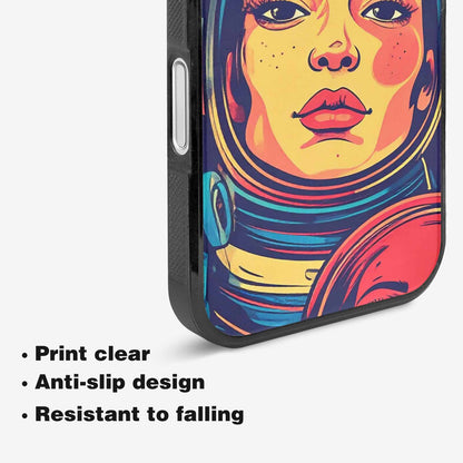iPhone 16 Case — Retro Astronaut Cartoon Art Pattern Groovy, Custom Printed Phone Case