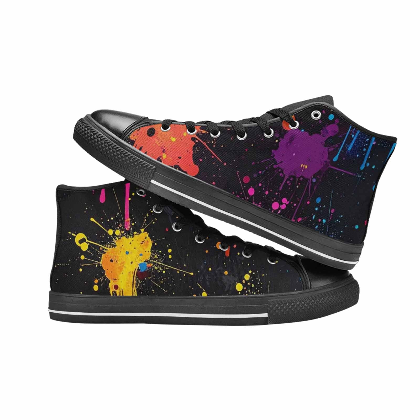 WOMEN'S Paint Splatter High Top Canvas Wallpaper Art Custom Sneakers