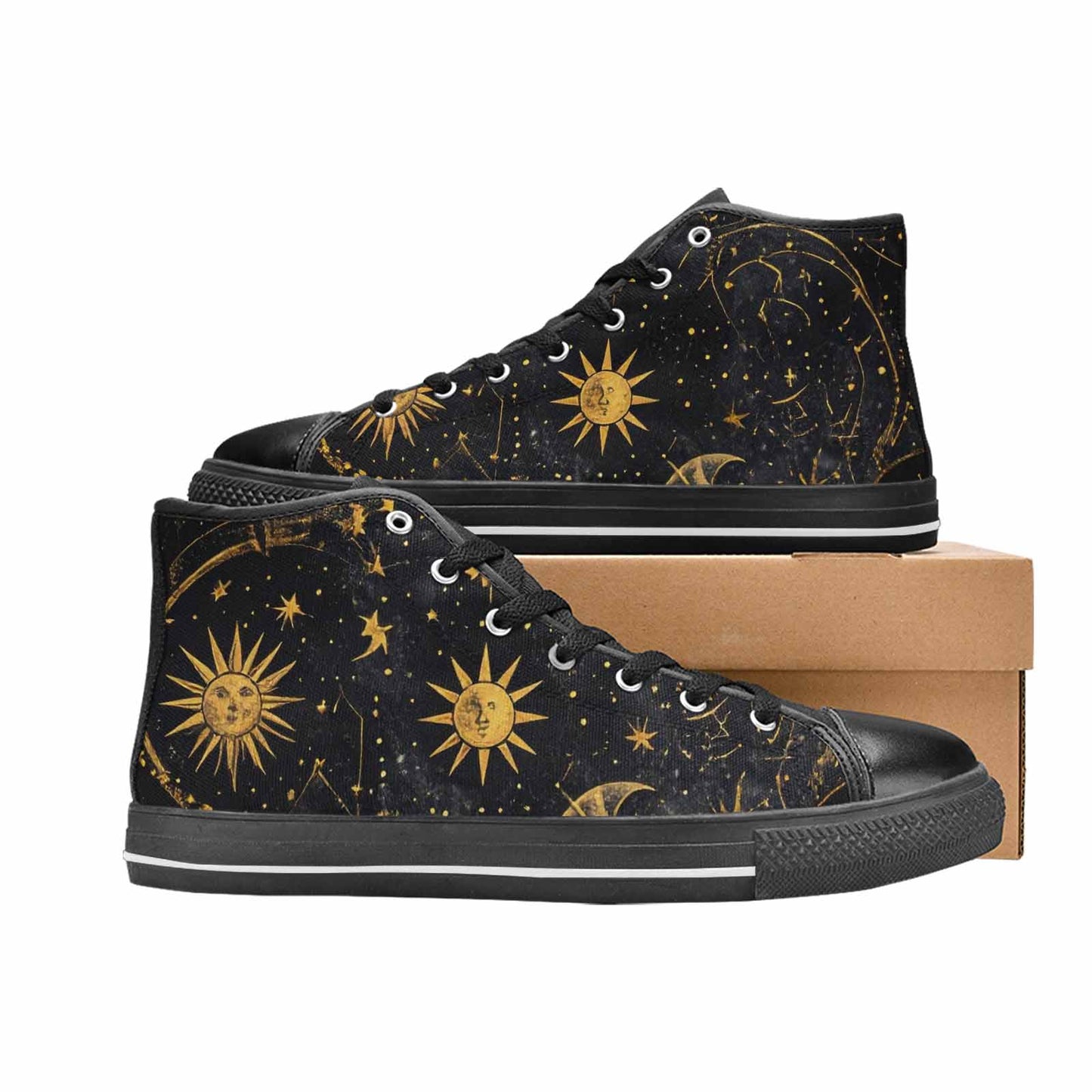 MEN'S Zodiac Constellation Star High Top Canvas Wallpaper Art Custom Sneakers