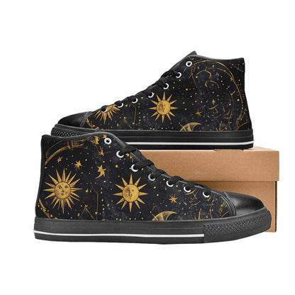 MEN'S Zodiac Constellation Star High Top Canvas Wallpaper Art Custom Sneakers