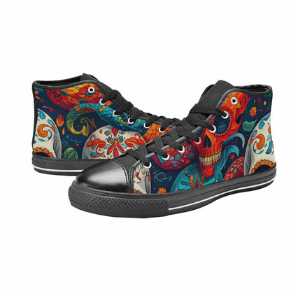 MEN'S Snake Skulls Print Alt High Top Canvas Surreal Custom Shoes