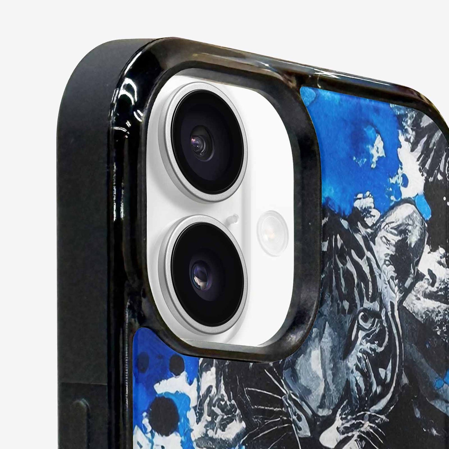 iPhone 16 Plus Case — Animal Print Black Blue Ink Animal, Custom Print Case Cover