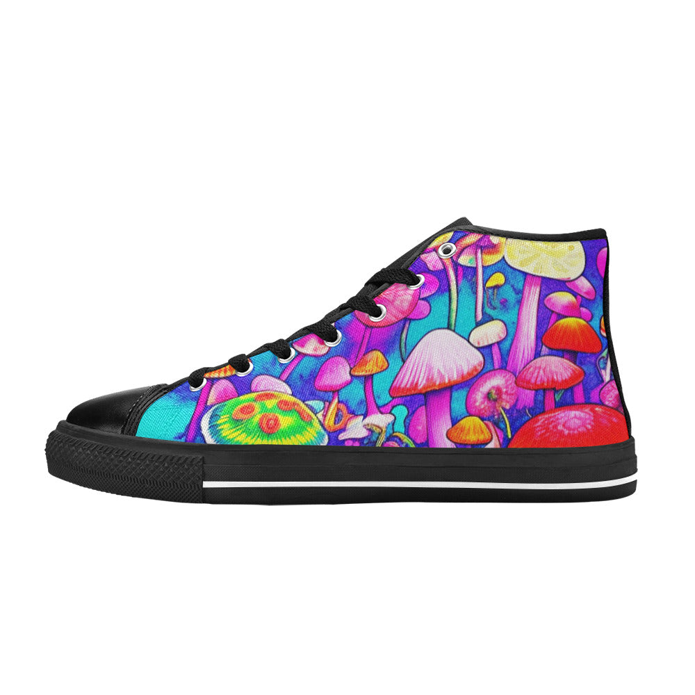 MEN'S Colorful Mushrooms Art Vibes High Top Canvas Y2K Custom Shoes