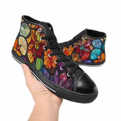 MEN'S Stained Glass Kaleidoscope High Top Canvas Grunge Shoes