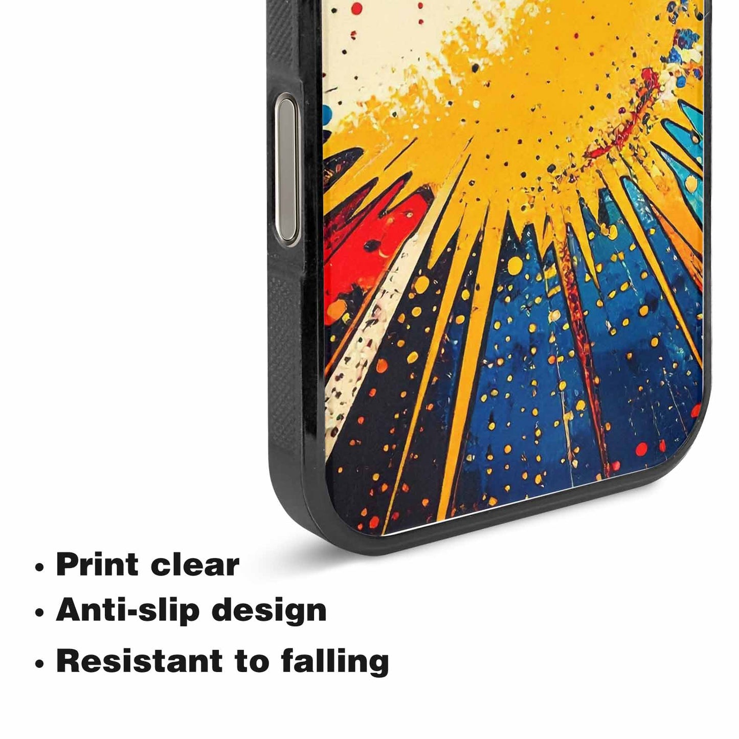 iPhone 15 Pro Max Case — Comic Halftone Comic Bursts Pattern Hundreds, Personalized Phone Case