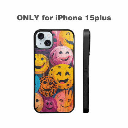 iPhone 15 Plus Case — Smiley Faces Animal Printsmile, Unique Phone Case Design