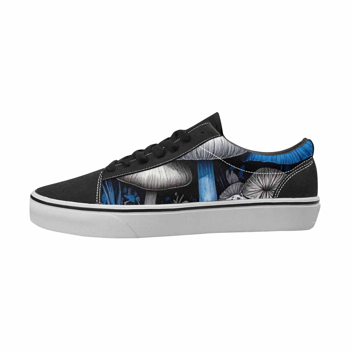 MEN'S Mushrooms Black & Blue Ink Canvas Personalized Kaleidoscope Custom Print Sneakers
