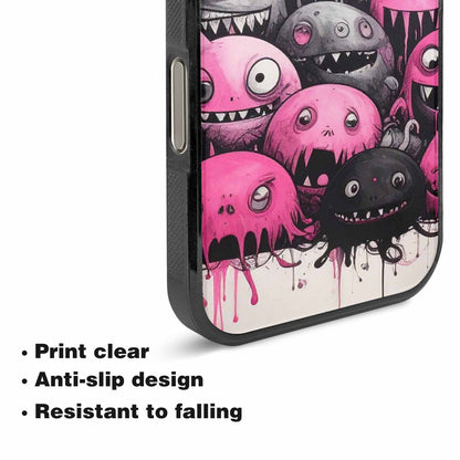iPhone 16 Pro Case — Monsters General Black Pink Ink Cartoon, Customized Protective Case