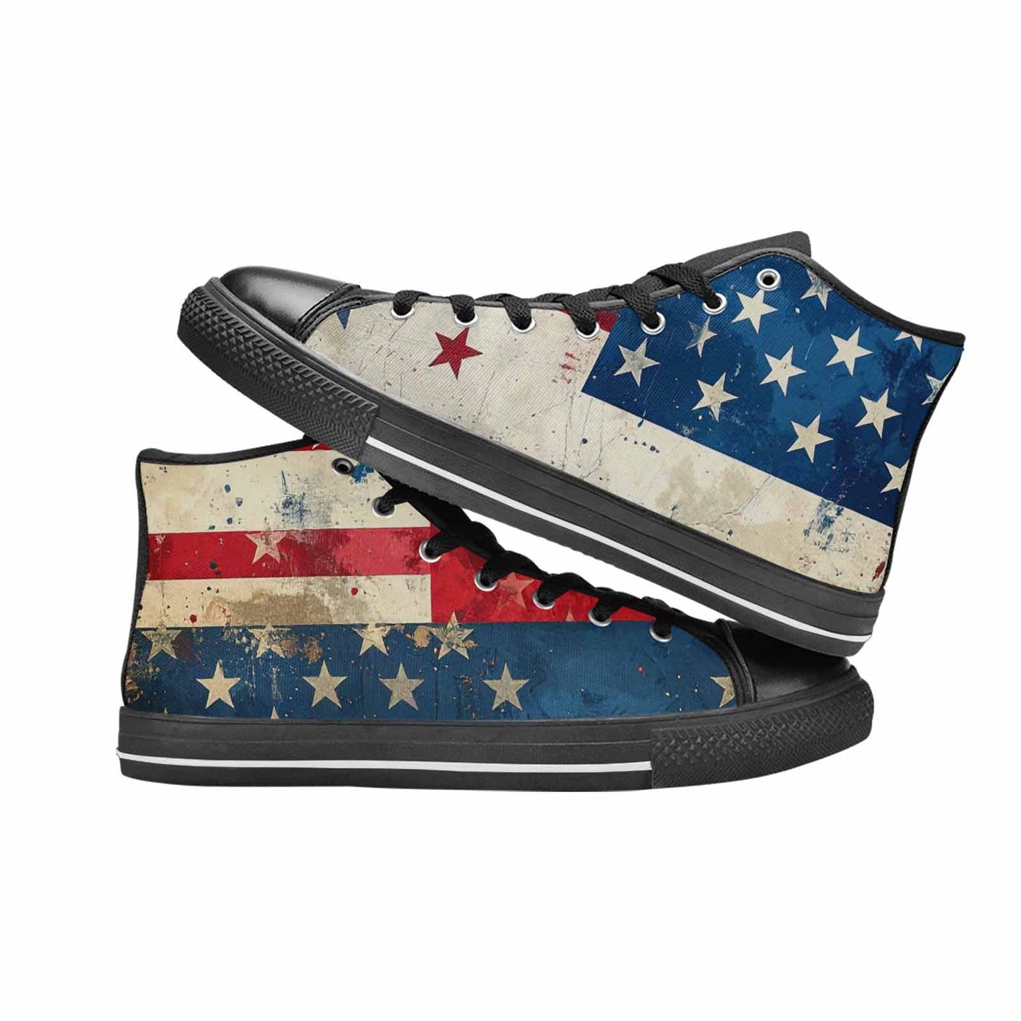 MEN'S American Flag Stars High Top Canvas Vivid Custom Shoes