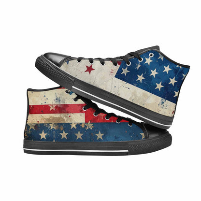 MEN'S American Flag Stars High Top Canvas Vivid Custom Shoes
