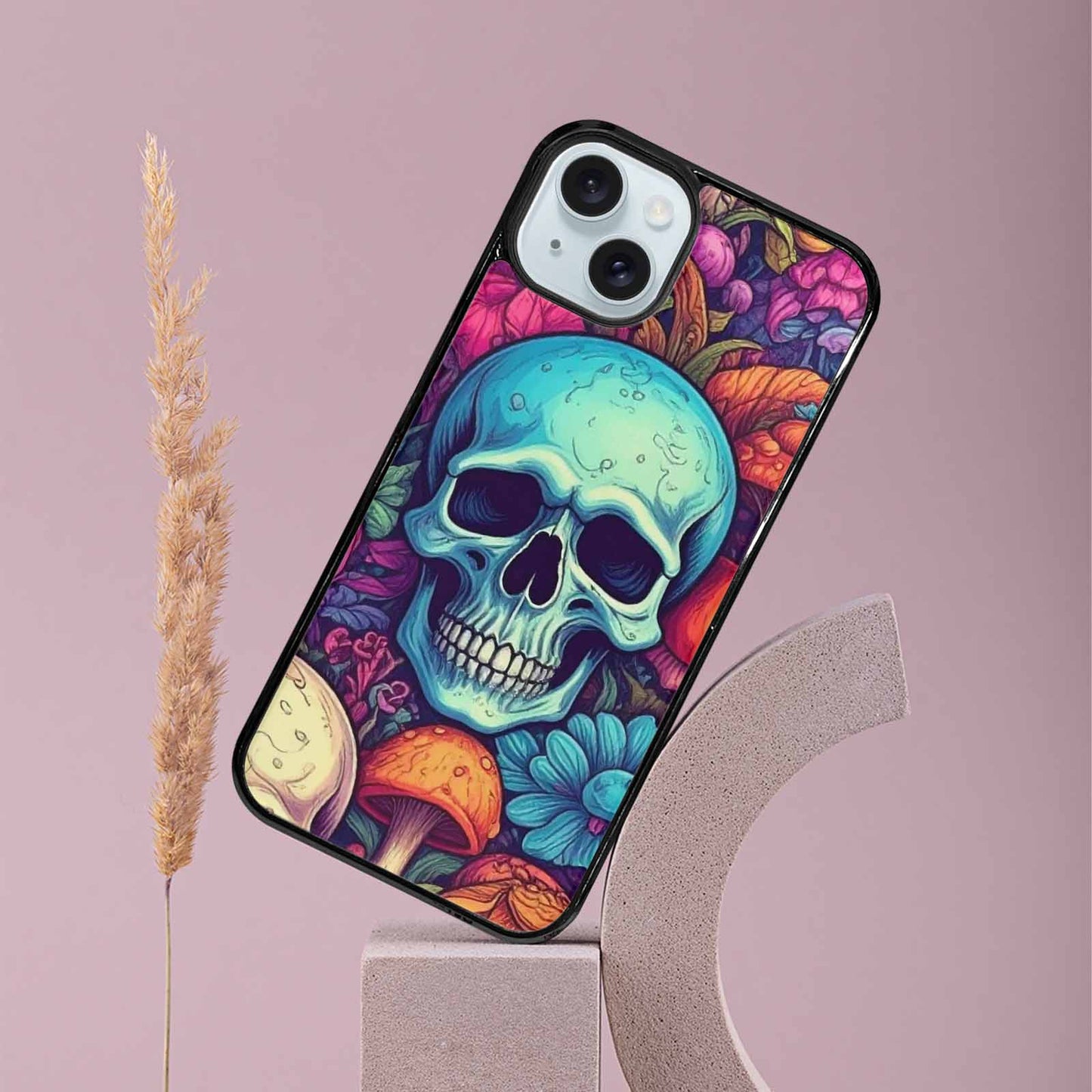 iPhone 15 Plus Case — Mushroom Skull Custom, Unique Phone Case Design