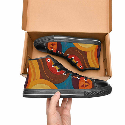 WOMEN'S Groovy 70S Peace High Top Canvas Cottagecore Custom Shoes