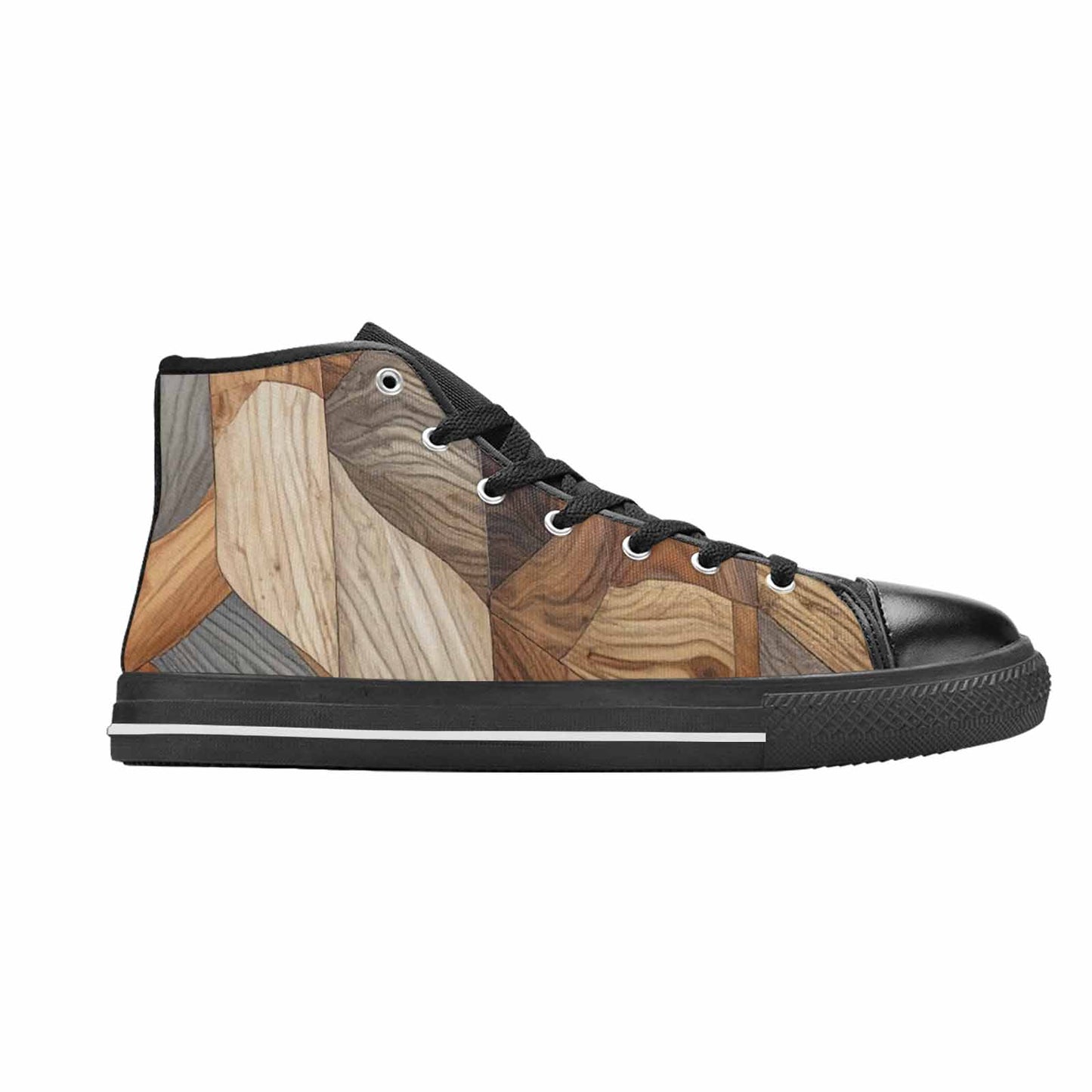MEN'S Wood Grain Texture High Top Canvas Neon Fantasy Sneakers