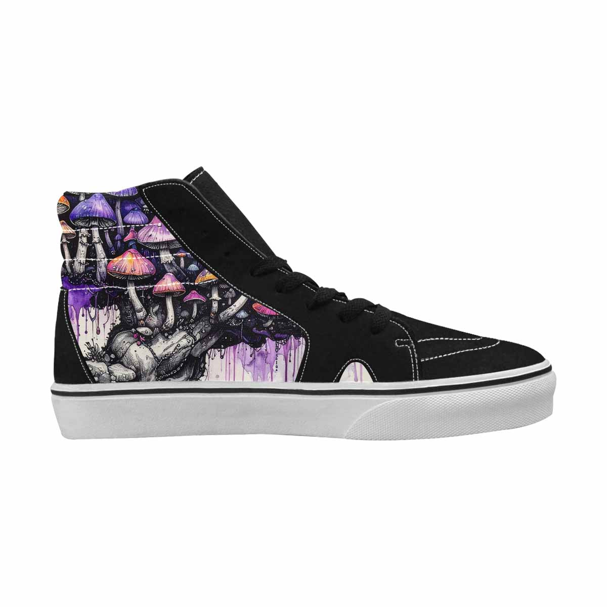 MEN'S Rainbow Drip Mushrooms High Top Canvas Vibrant Chaos Sneakers