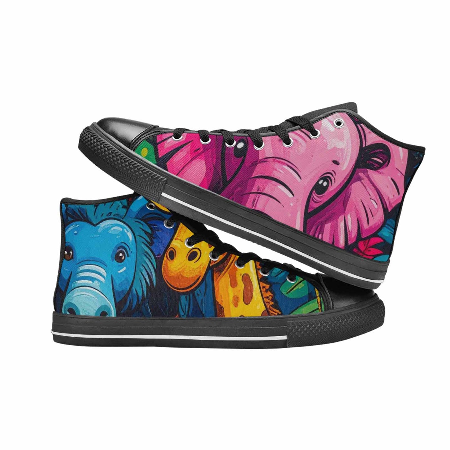 WOMEN'S Cartoon Animal Characters High Top Canvas Wallpaper Art Custom Sneakers