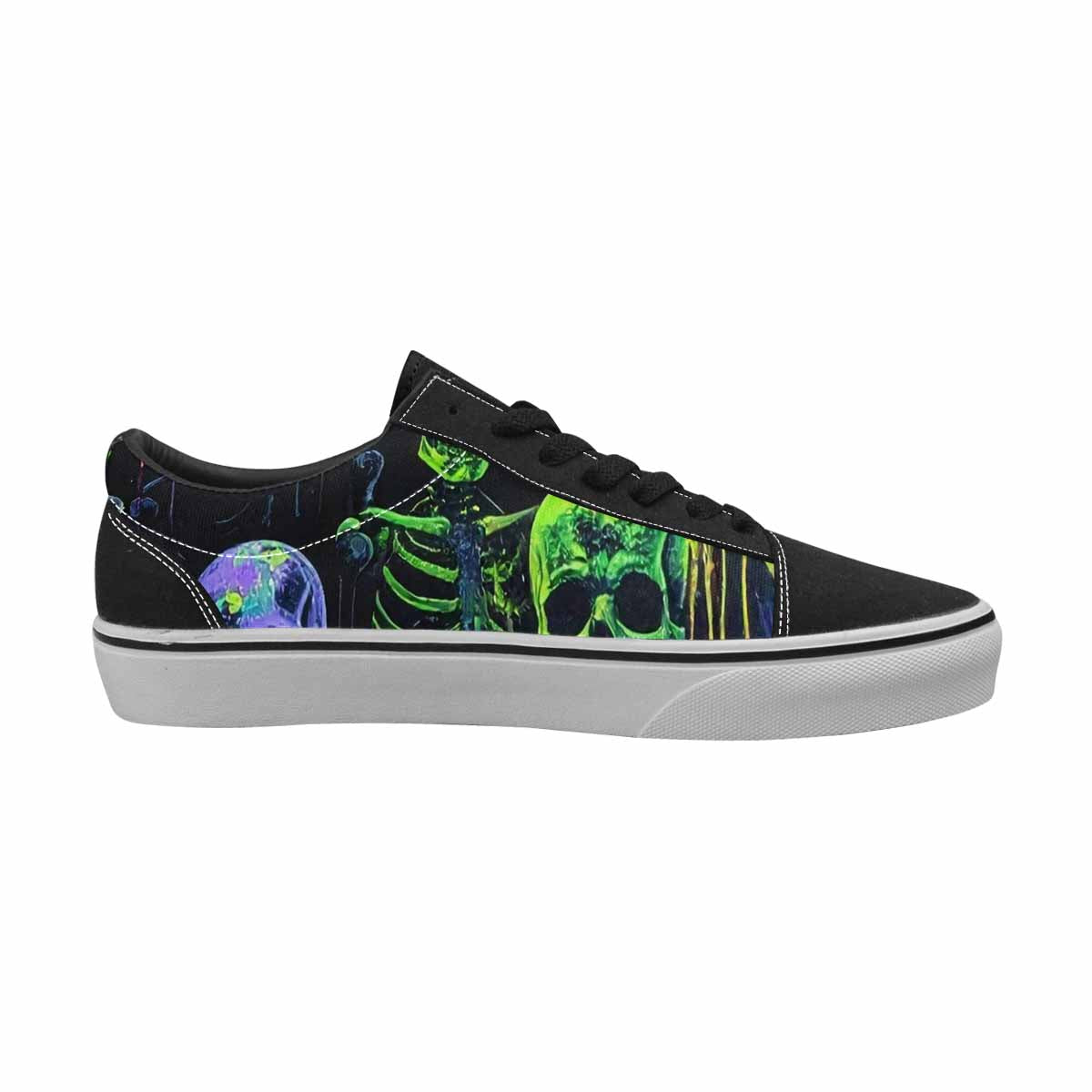 WOMEN'S Skeletons × Neon Green Lace-Up Canvas Cottagecore Sneakers