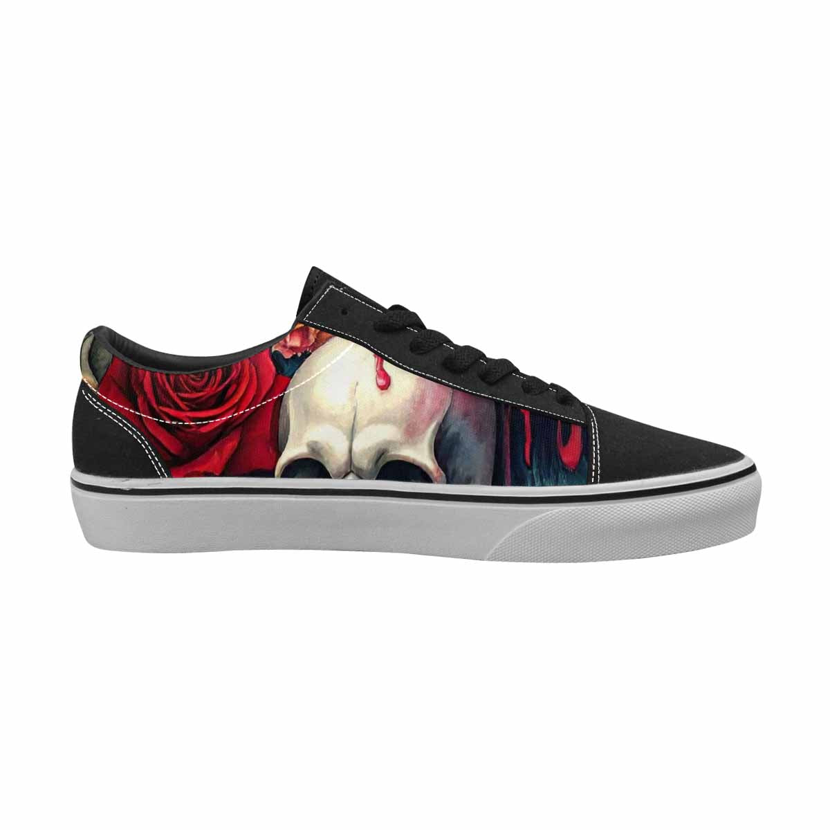 WOMEN'S Skulls Roses Melting Skulls Lace-Up Canvas Wallpaper Art Custom Sneakers