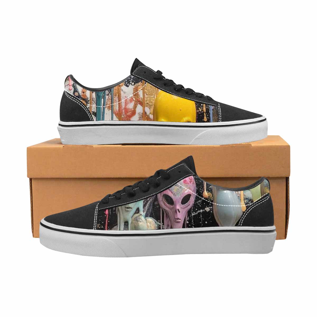 WOMEN'S Aliens  Marble Melting Lace-Up Canvas Kaleidoscope Sneakers