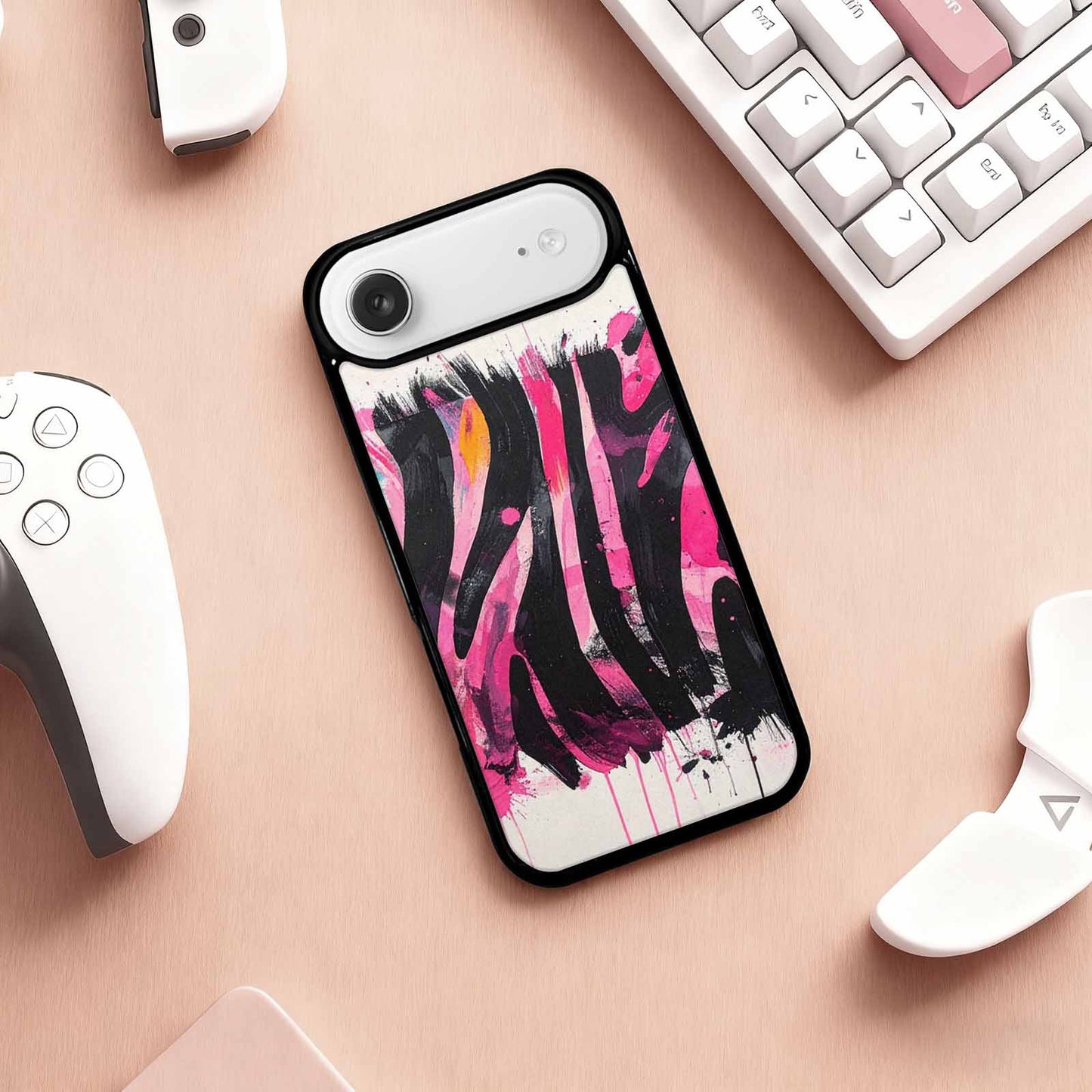iPhone 17 Air Case — Black Pink Ink Zebra Stripe Animal, Customized Protective Case