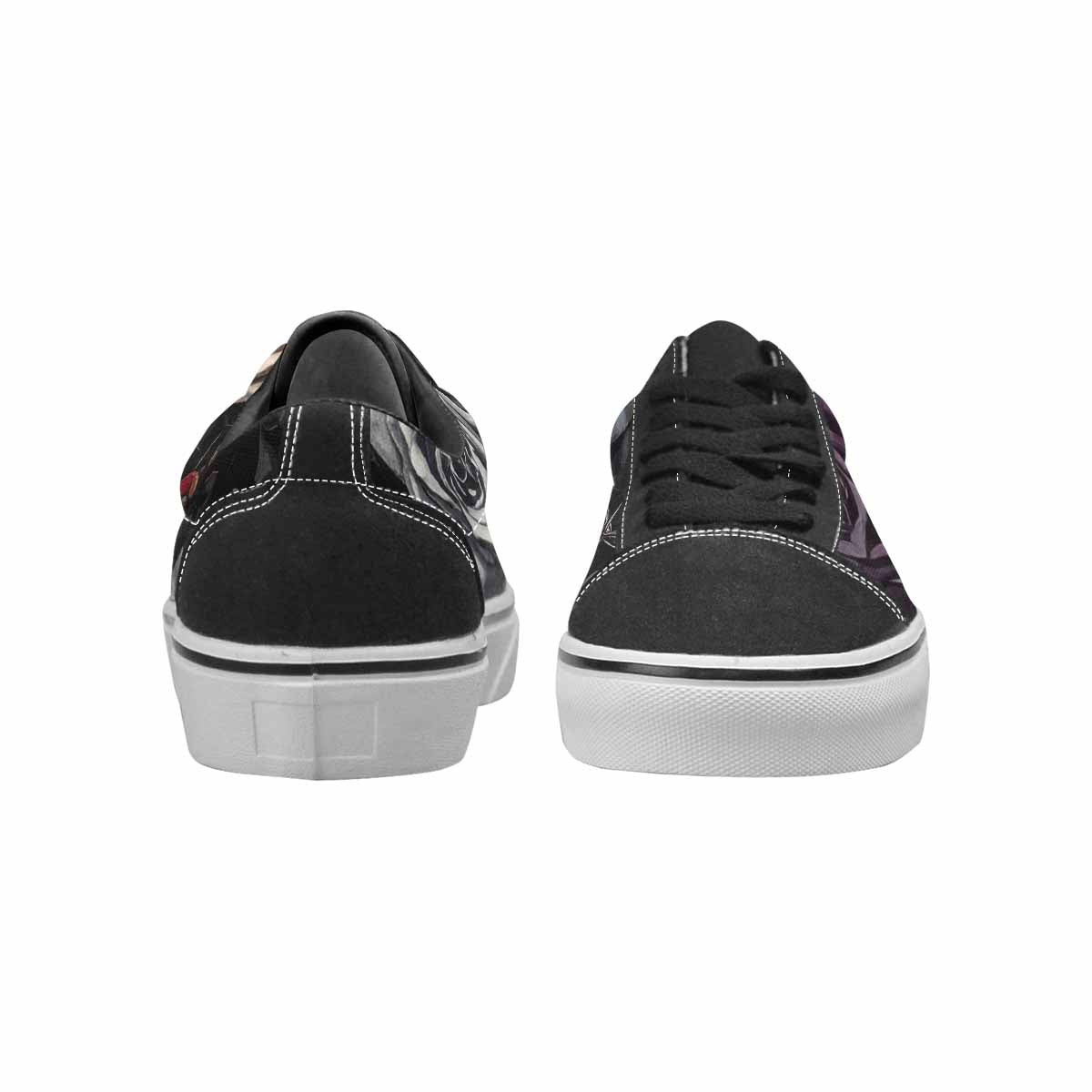WOMEN'S Black Gothic Rose Canvas Lace-Up Vivid Custom Shoes