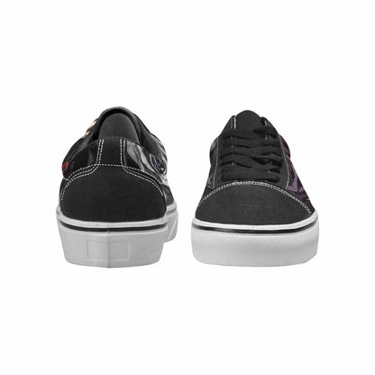 WOMEN'S Black Gothic Rose Canvas Lace-Up Vivid Custom Shoes