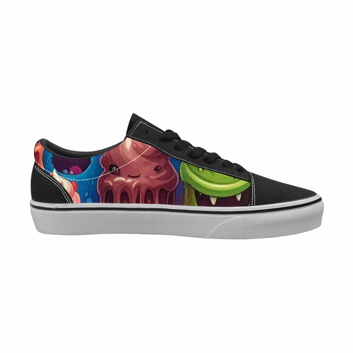 WOMEN'S Melting Ice Cream Monster Lace-Up Canvas Wallpaper Art Custom Sneakers