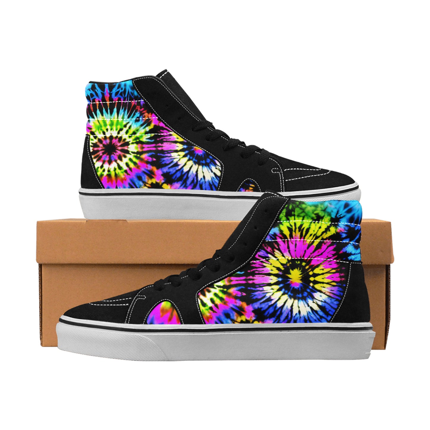 WOMEN'S Cc Tie Dye Art High Top Skateboarding Wallpaper Art Custom Shoes