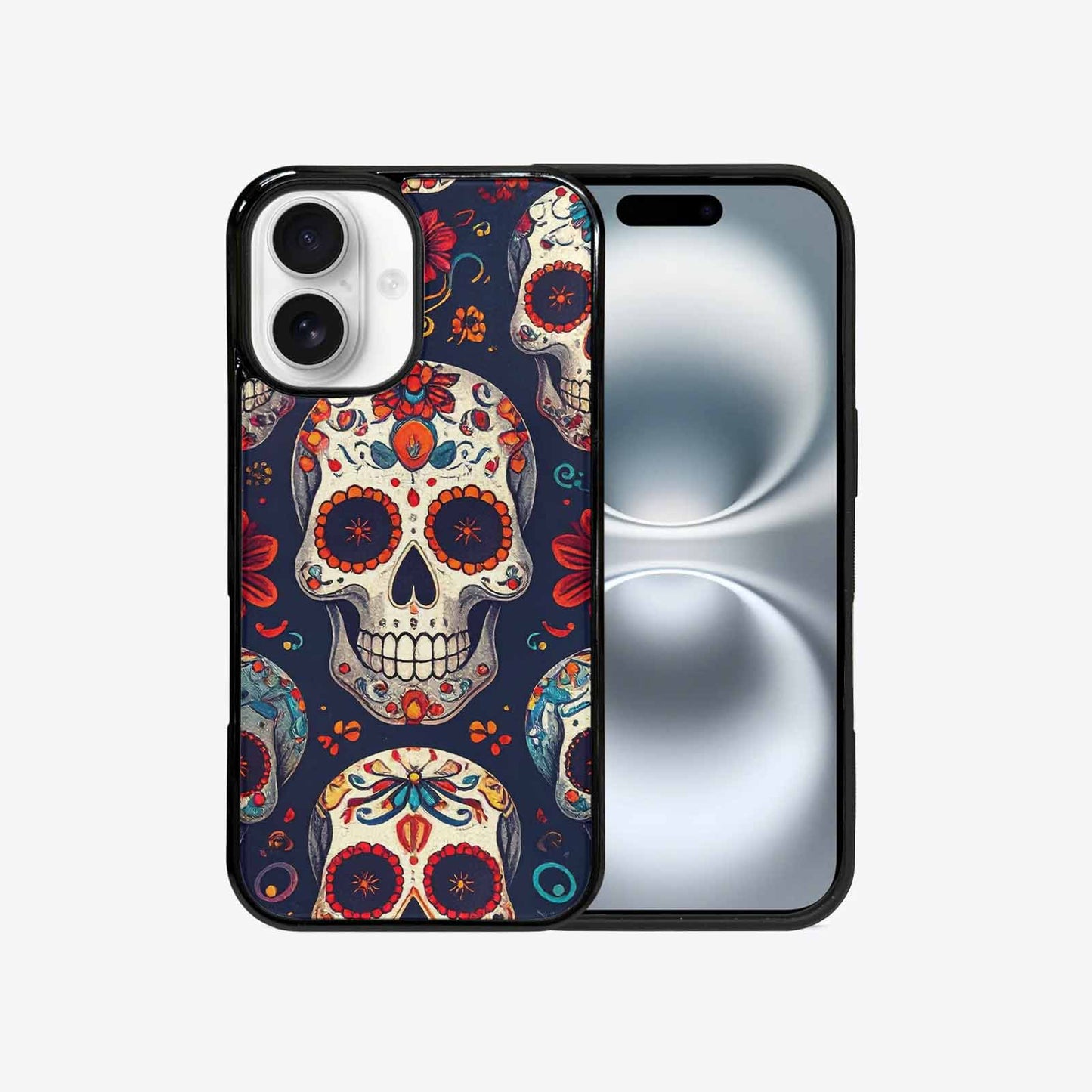 iPhone 16 Case — Day Dead Sugar Skull Art 100s, Customized Protective Case