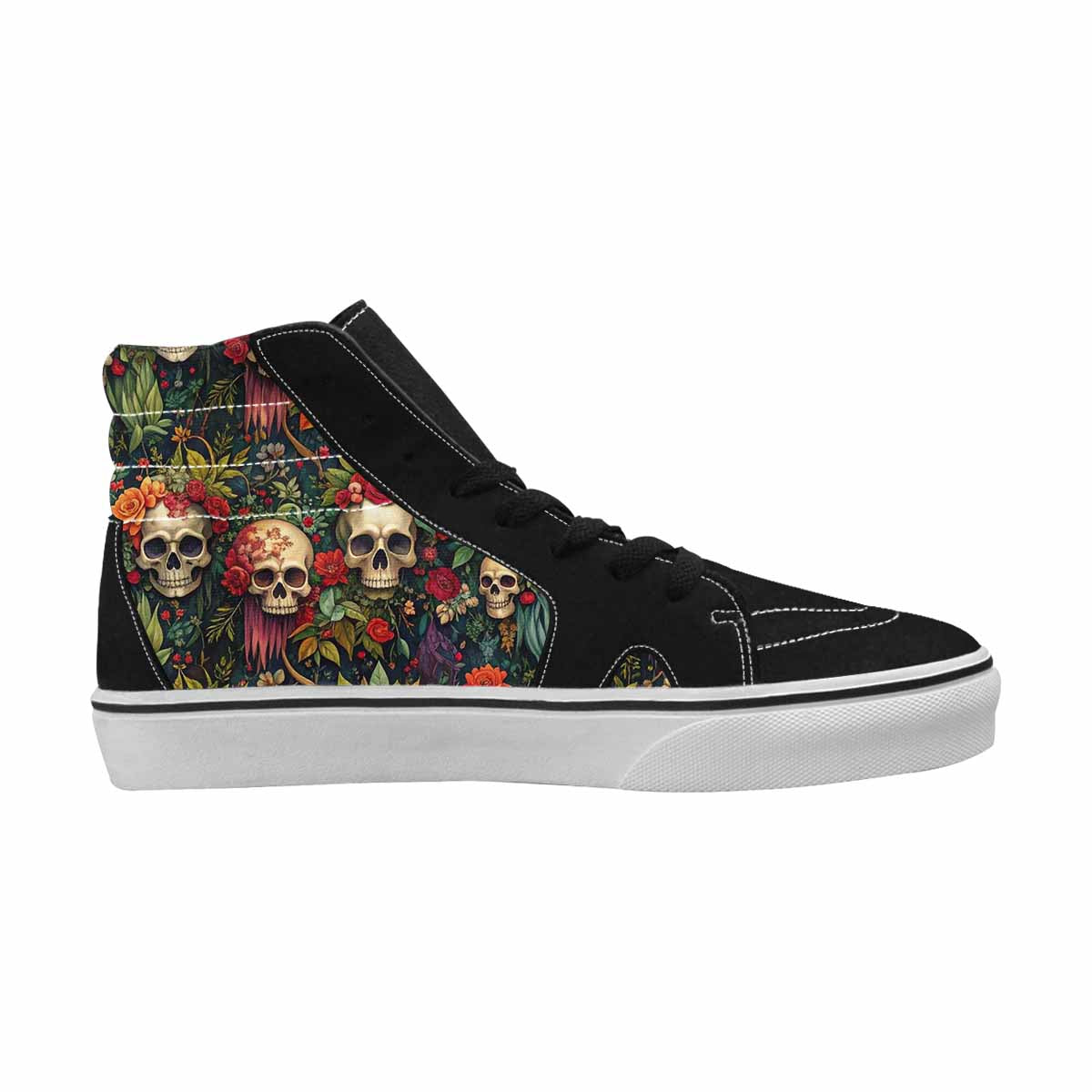 MEN'S Skulls  Botanical Skulls High Top Canvas Neon Fantasy Custom Shoes