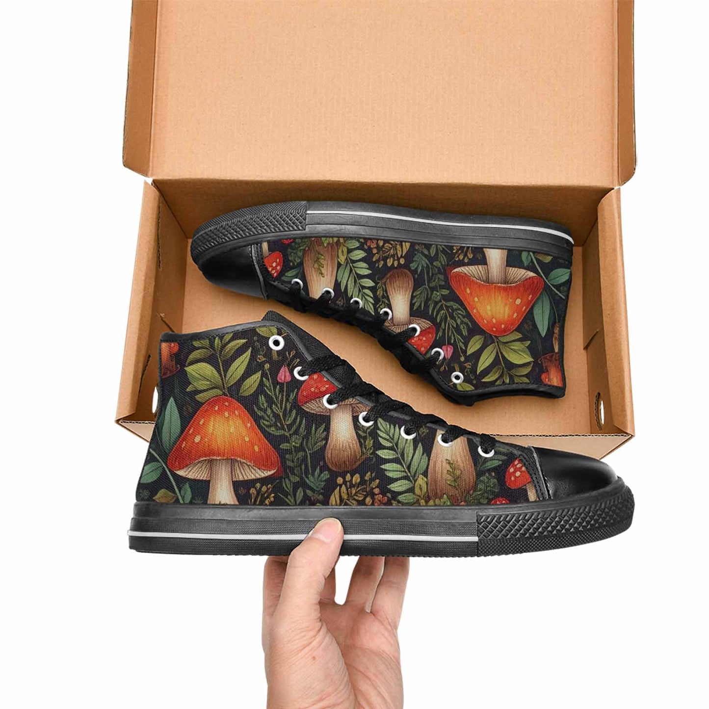 WOMEN'S Mushroom High Top Canvas Cottagecore Custom Shoes