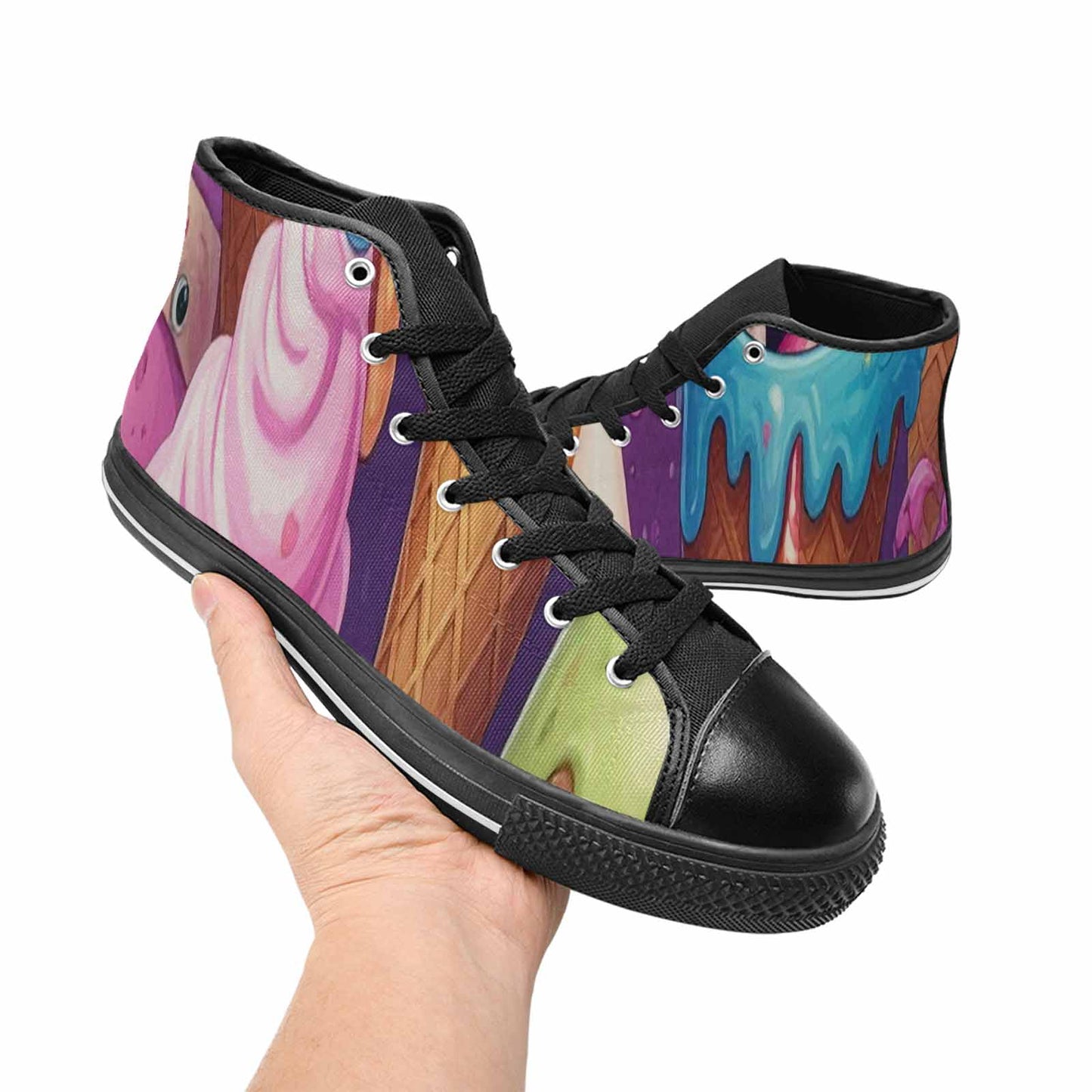 MEN'S Melting Icecream Cone Monster High Top Canvas Wallpaper Art Custom Sneakers