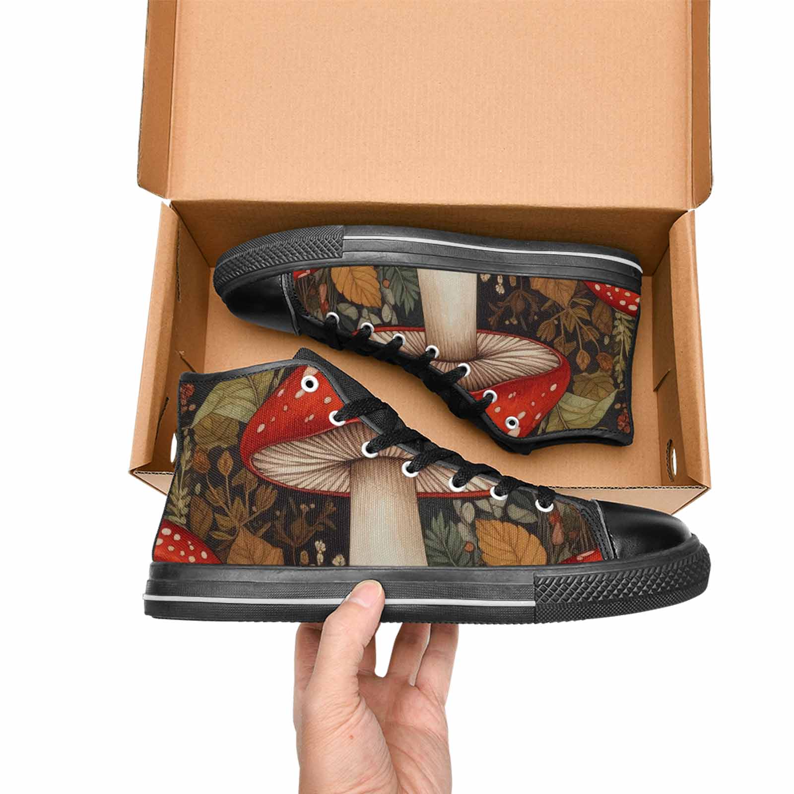MEN'S Mushroom High Top Canvas Vibrant Chaos Shoes