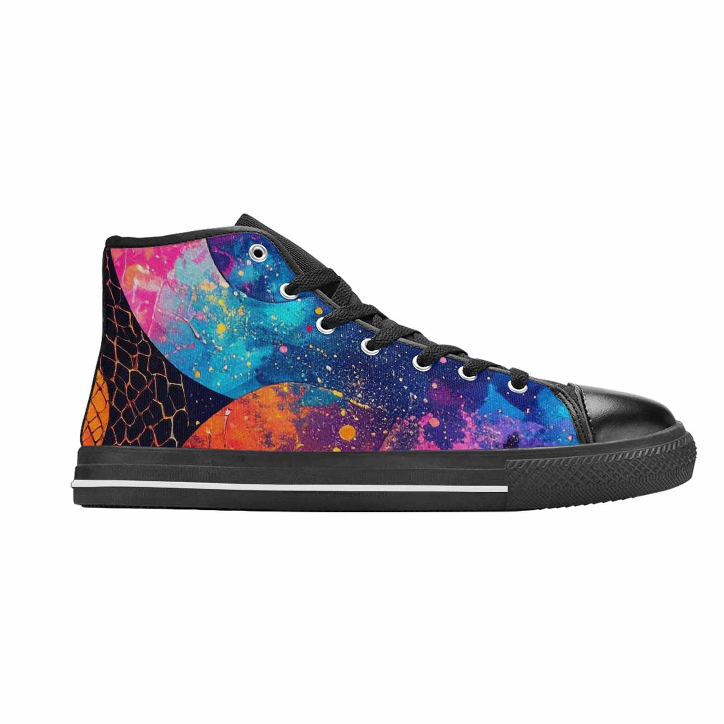 MEN'S Galaxy Snake Print High Top Canvas Vibrant Chaos Sneakers