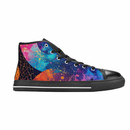 MEN'S Galaxy Snake Print High Top Canvas Vibrant Chaos Sneakers
