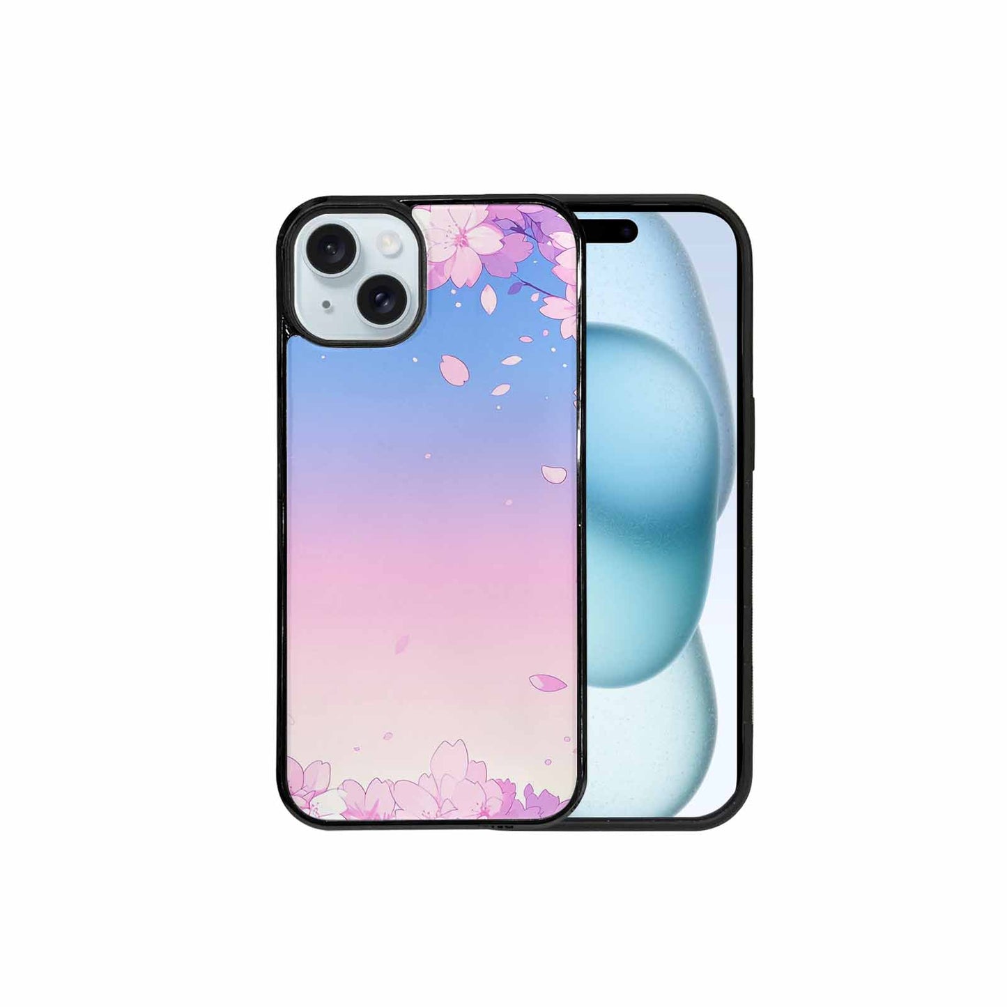 iPhone 15 Plus Case — Stylized Anime Style Cherry Blossom Petals, Custom Print Case Cover