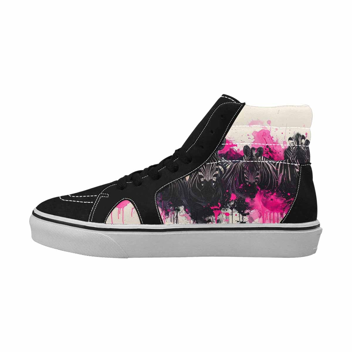 MEN'S Zebra Stripe Burst High Top Canvas Vivid Sneakers